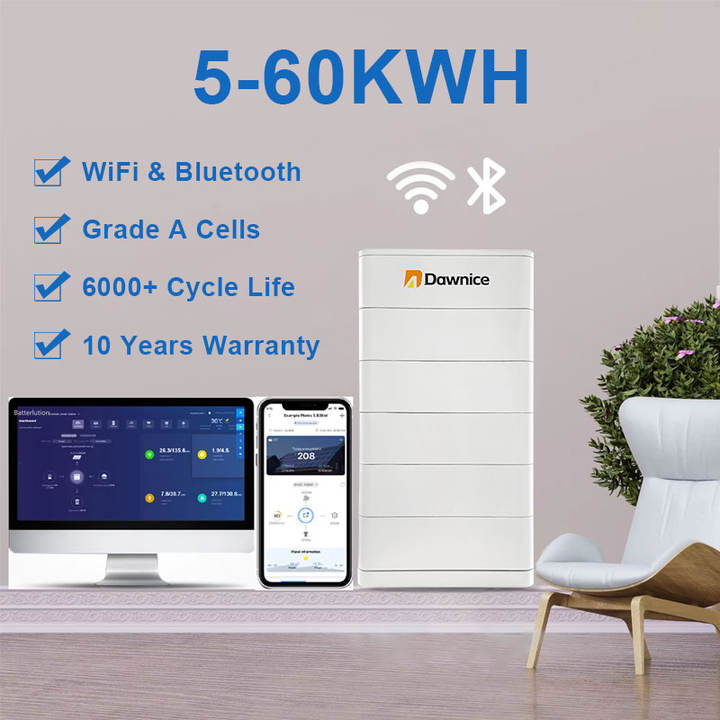 Dawnice All In One Stacked Lifepo4 Battery Solar Energy Storage Power System Home 48v 51.2v 50kwh Stacked Lifepo4 Battery Factory Authorized Wholesale