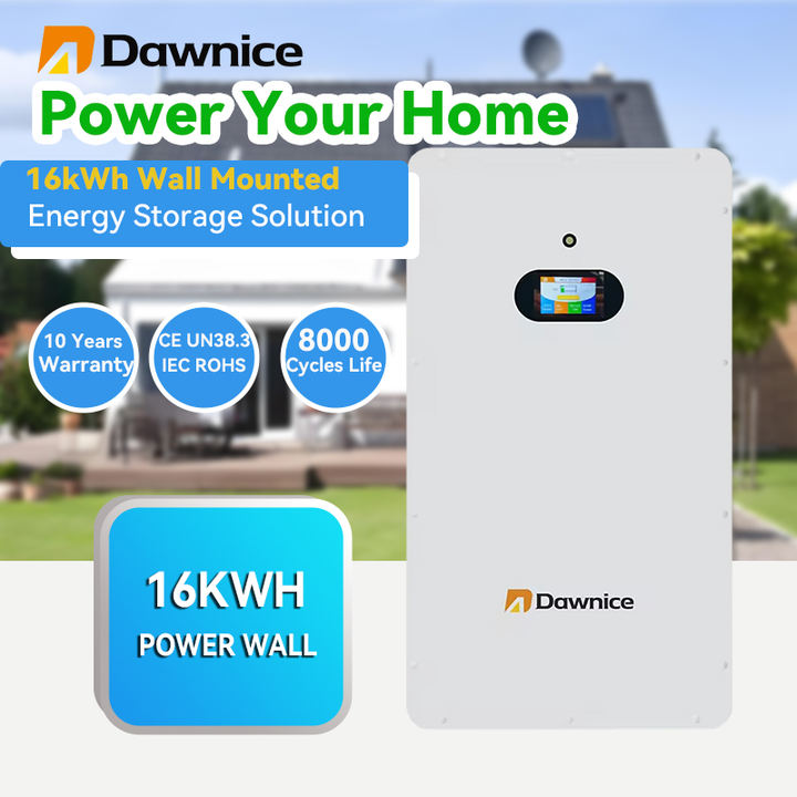 Dawnice EU Stock 5kwh 10kwh 15kwh Wall Mounted Lifepo4 Battery 51.2V 100ah 200ah 300ah Solar Power Wall Home Lithium ion Battery Large-Scale Manufacturing
