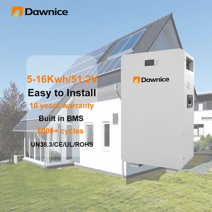 Dawnice EU Stock 8000 cycles 5kva 10kva 15kva 200ah 48v residential Lithium Solar Wall mounted Battery for Energy Storage System