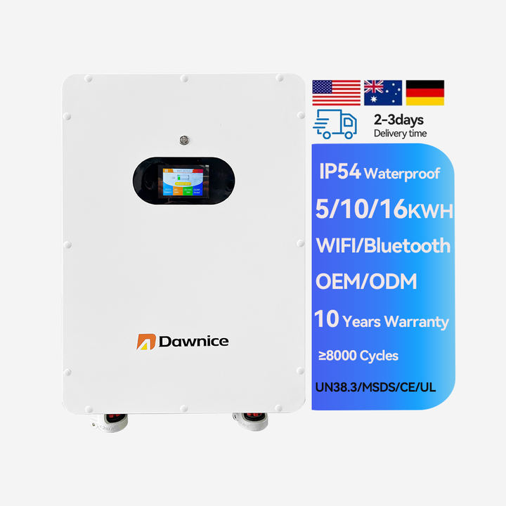 Dawnice EU Stock Bluetooth IP54 LiFePo4 Battery 48v 51.2v 5kwh 10kwh 15kwh 100Ah 200Ah 314Ah Home Wall Mounted Battery