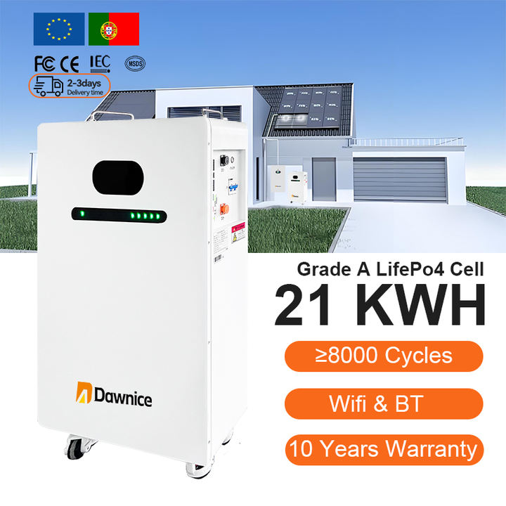 Dawnice EU Stock Lifepo4 Battery 20Kwh 8000 Cycles Life Home Solar Lithium ion Battery 51.2V 400ah Power Wall Storage Battery Made in China Factory Manufacturer