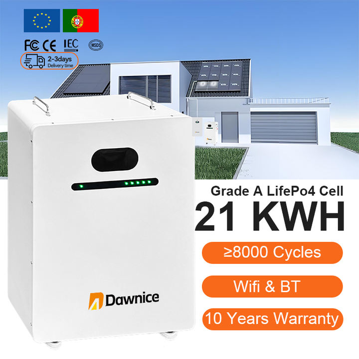 Dawnice EU Stock New LiFePo4 Wall mounted 51.2V 10Kwh 20kwh 200Ah 400Ah Easy to Move Power wall Energy Storage Lithium Battery Manufacturing and Export Services