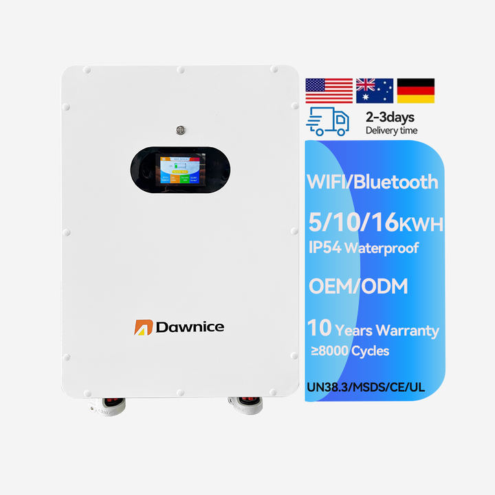 Dawnice Energy 51.2v 5kwh 10kwh 20kwh 15kwh 10kw 100ah 200ah Powerwall 16s Lifepo4 Batteries Wall Mounted Lithium Ion Battery