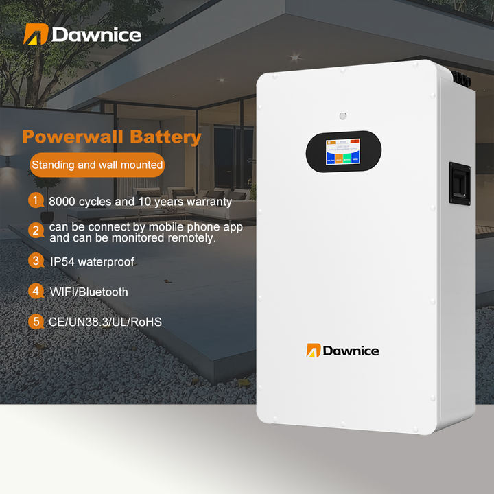 Dawnice Hot Selling 15kwh 5kwh 51.2V Lithium Battery 10kwh LiFepo4 Wall-mounted Energy Storage Battery With BMS For Home Manufacturing Firm