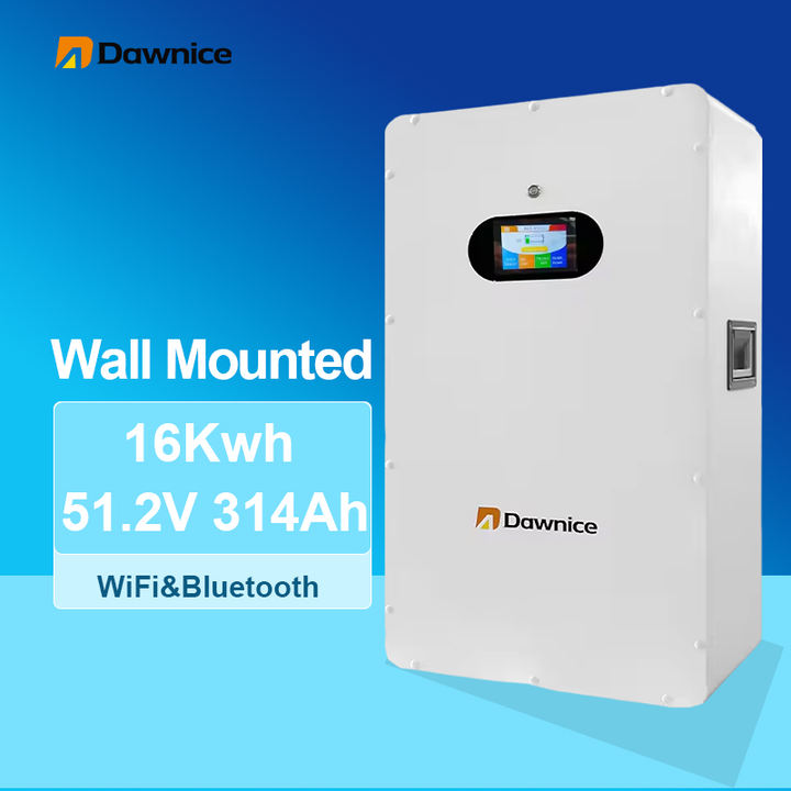 Dawnice Hot Selling 16kWh 10 kWh Wall Mounted Lithium Solar Battery 100Ah 200Ah 48V 51.2v Rechargeable Energy Storage Battery China Supplier Custom Solutions