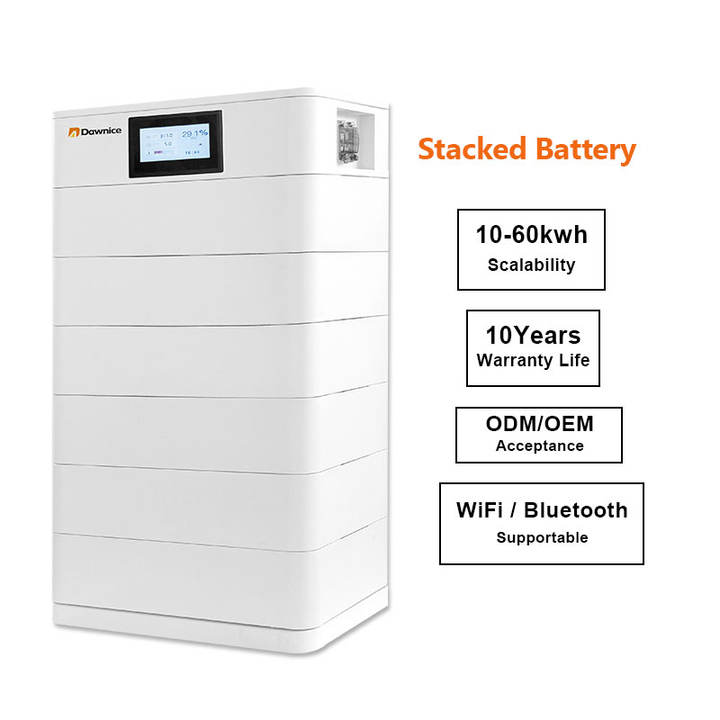 Dawnice Hybrid Off Grid Stacked Solar Power System 10kwh 20kw Stackable 51.2v Lithium Ion Lifepo4 Stack Battery Product Sourcing