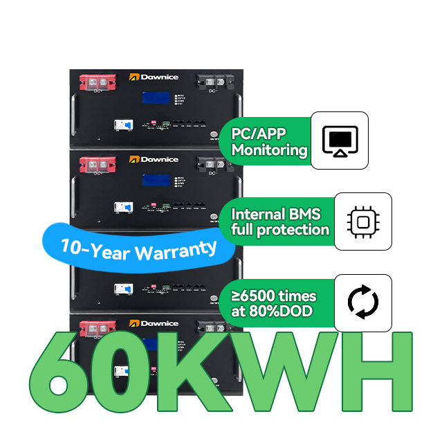 Dawnice Lithium Iron Phosphate Battery Power Supply 51.2v 200ah Lifepo4 48v Bms Lithium Battery With Charger Industrial Wholesale