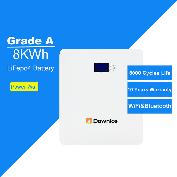 Dawnice NGA Stock 8kwh Lifepo4 Battery 24V 300ah Rechargeable Battery Solar System Lithium Wall Mounted Energy Storage Battery High-Volume Manufacturing Trade