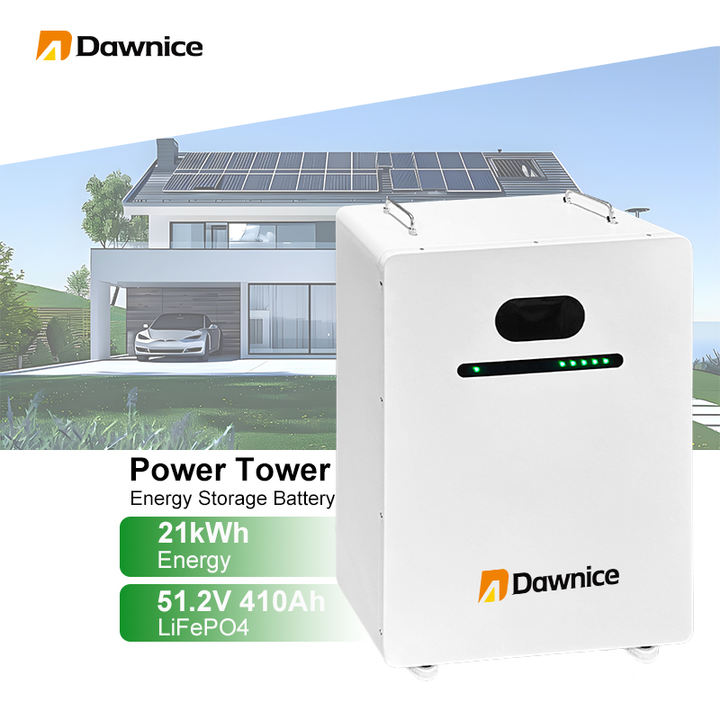 Dawnice New Low Voltage LiFePo4 Powerwall 51.2V 10Kwh 20kwh 200Ah 400Ah Easy to Move Wall-Mounted Energy Storage Lithium Battery China Exporter