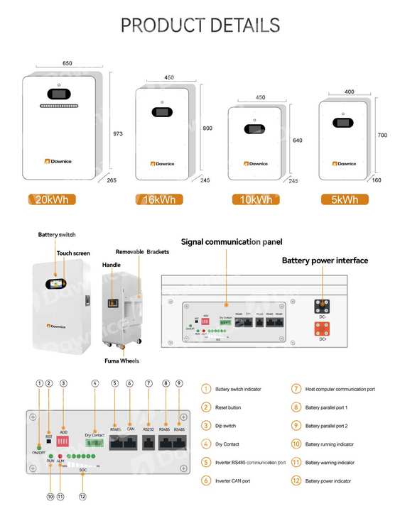 Dawnice Nigeria Mali Wall Mounted Battery 48v 100ah Batterie lifepo4 Solar Panel For Home Energy Storage System China Factory Direct Export