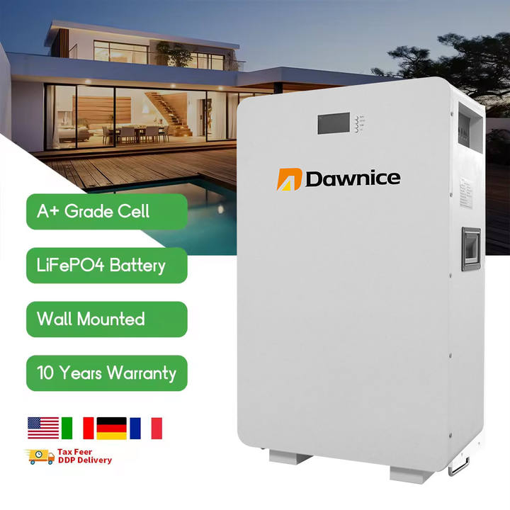 Dawnice Power Solar Wall 200Ah 10Kwh Solar Energy Storage Battery Lifepo4 48V Wall Mount Lithium Battery Export Manufacturing Efficiency
