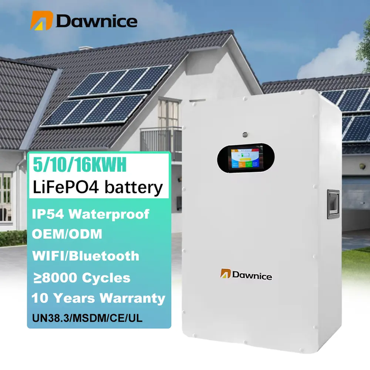 EU Stock Dawnice LiFePo4 Battery 5kw 10kw 15kw 16KW 20kw 48V 51.2v 100Ah 200Ah 314ah Home Power Wall-Mounted Lithium Ion Battery Efficient Manufacturing Outlet