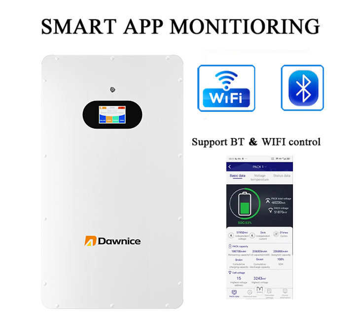 EU Stock Hot Selling 51.2V 10kwh 15kwh Lifepo4 Battery 51.2V 200Ah 300Ah Home Wall Mounted Energy Storage Battery