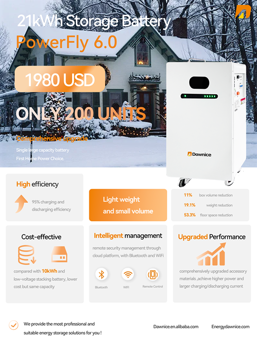 EU Stock LiFePo4 Dawnice Battery 5kw 10kw 15kw 16KW 20kw 48V 51.2v 100Ah 200Ah 314ah Home Power Wall-Mounted Lithium Ion Battery Large-Scale Manufacturing