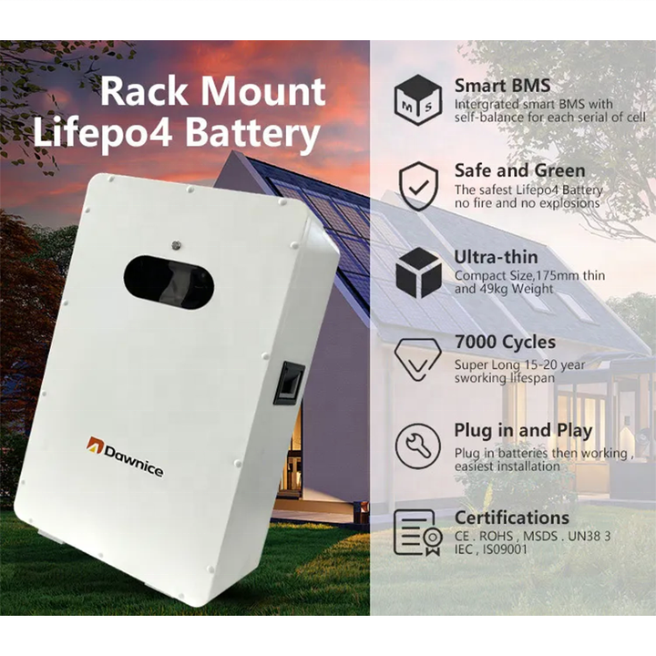 Easy To Move 51.2V 200Ah 280Ah 300Ah Solar Lithium Battery 10Kwh 15kwh Home Solar System 48V LiFePO4 Energy Storage Battery