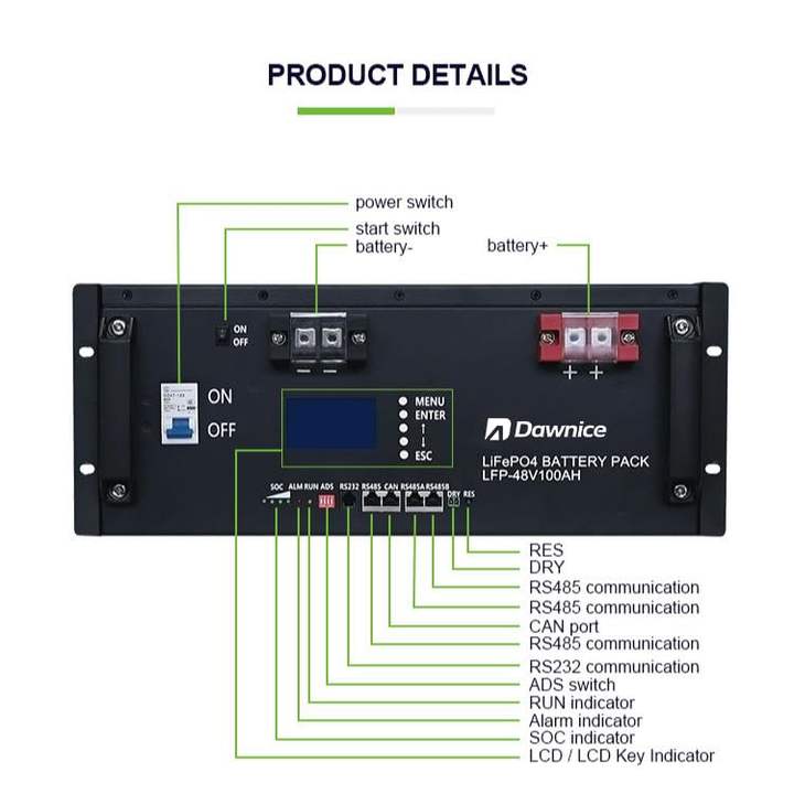 Eu Stock Solar Energy Storage 51.2v 50ah Home Rack Lithium Ion Batteries Lifepo4 48v 100ah 200ah 300ah Lifepo4 Battery Pack