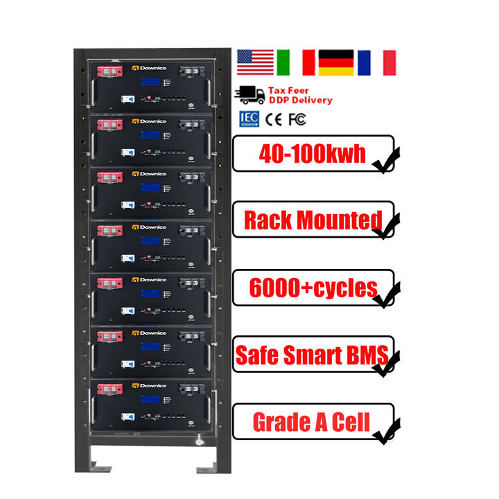 High Voltage  50kw 100kw Storage  Batterie 100ah  200ah Solar Power Lifepo4 Rack Mount  Lithium Battery Factory Outlet