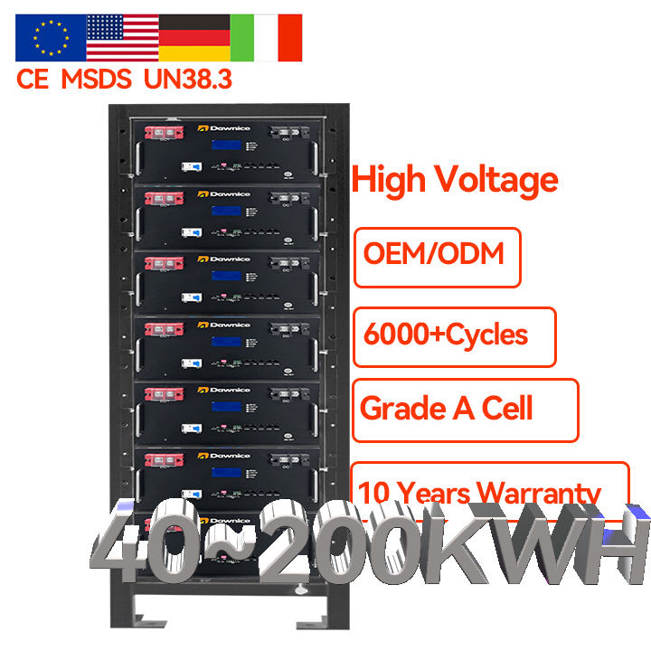 High Voltage Lithium Iron Phosphate Battery 50kwh 60kwh Power Supply 100Ah 280Ah BMS Rack Mounted Battery Supplier Wholesale Production