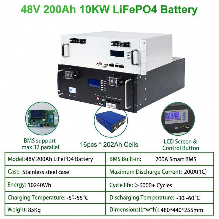 Max 32 Parallel 6000 Deep Cycles RS485 CAN Communication 300Ah 5 Kw 15kw 10kw Lithium ion Battery 48V 200Ah LiFePO4 Battery Efficient Manufacturing Outlet