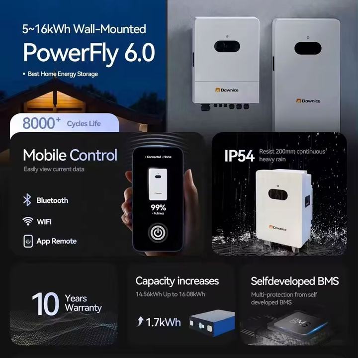 Powerwall Lifepo4 Lithium Ion Smart Battery Solar Battery With Wholesaler 10 kWh Wall Mounted Energy Storage Battery ODM Manufacturing