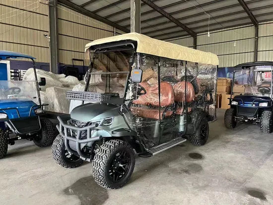 LC New 2024 Black Solar Panels Golf Carts 6 Passenger Street Legal Utility Electric Golf Cart