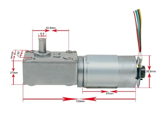 High Torque 4058 Worm Gearbox RS555 Micro Brushed 12 Volt DC Worm Gear Motor with Encoder