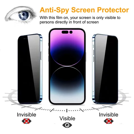 2.5D 360 Degree Privacy Screen Protector Anti Spy Tempered Glass for iPhone 14 PRO Max 13 12 Privacy Anti-Peeping Glass