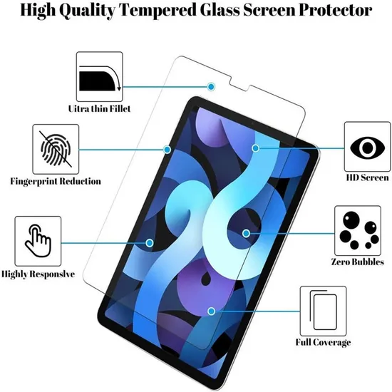 2.5D 9h Tempered Glass Anti-Scratch High Clear iPad Screen Protector for iPad Air 5 PRO 12.9 iPad7/8/9 Anti Fingerprint Film