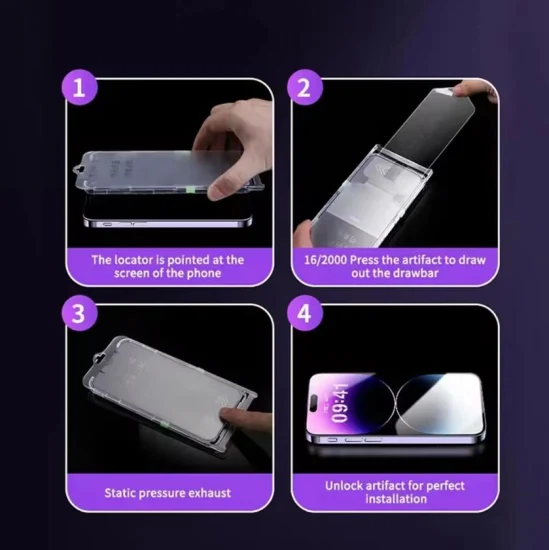 9h Mobile Phone Screen Protector Tempered Glass Alignment Magic Box Dust Free for iPhone