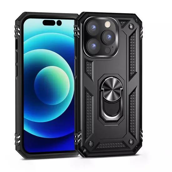 2-in-1 Armor Phone Case with Metal Ring Holder Portable Kickstand for iPhone 15PRO Max