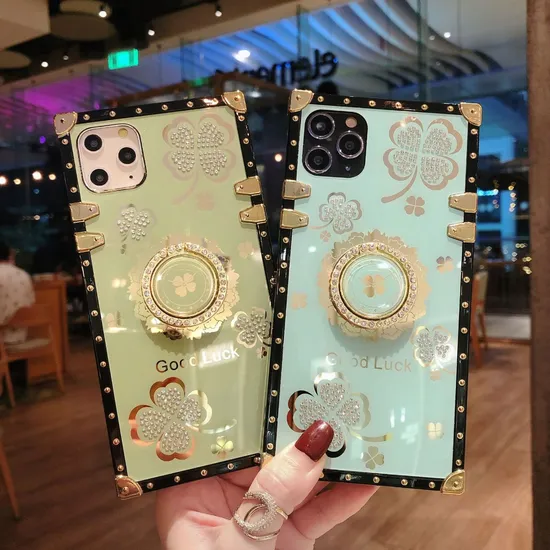 2022 Lucky Flowers Ring Phone Case for Xiaomi Redmi 9 9A 9c Redmi Note 10 S 9s 8 9 PRO Diamond Soft Case with Bracket