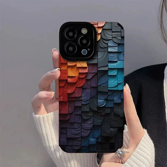 3D Color Wooden Mobile Phone Case for Apple iPhone15promax Silicone 12 Phone Case 14 Full Protective Covers