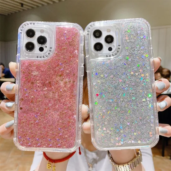 3 in 1 Fashion Bling Glitter Phone Case for iPhone 15 PRO Max 14 12 11 PRO 13 Girly Mobile Cover Shiny Designs