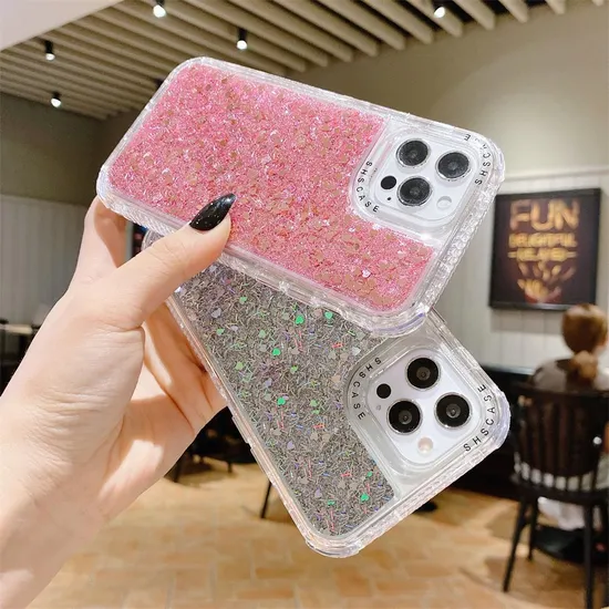 3 in 1 Fashion Bling Glitter Phone Case for iPhone 15 PRO Max 14 12 11 PRO 13 Girly Mobile Cover Shiny Designs