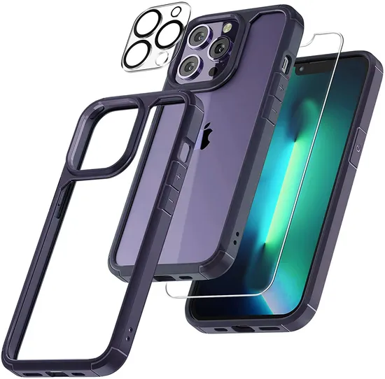 5 in 1 for iPhone 15 Series Phone Case with Tempered Glass+Camera Lens Protector in One Package All 5