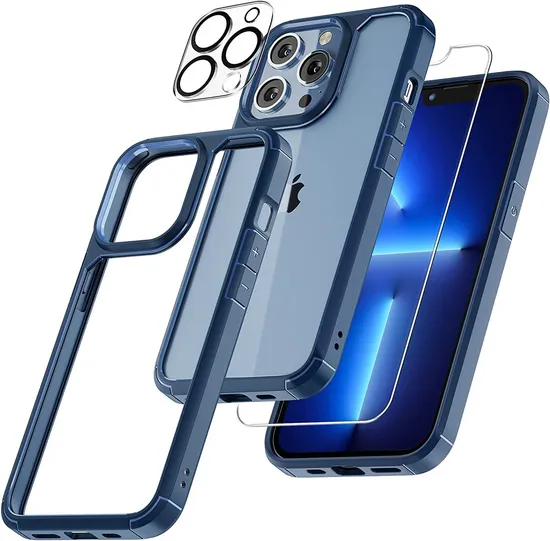 5 in 1 for iPhone 15 Series Phone Case with Tempered Glass+Camera Lens Protector in One Package All 5