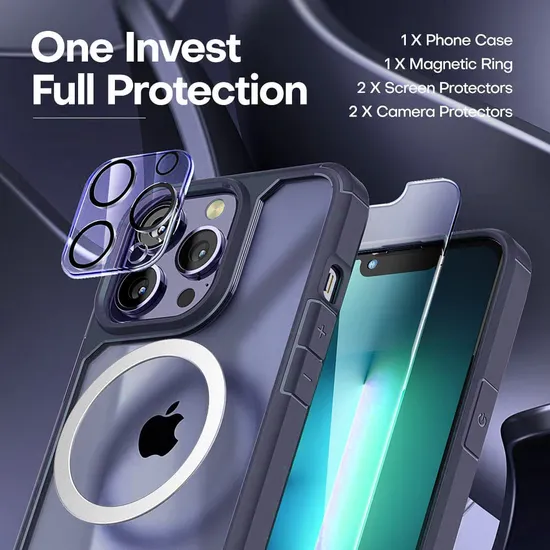 5 in 1 for iPhone 15 Series Phone Case with Tempered Glass+Camera Lens Protector in One Package All 5