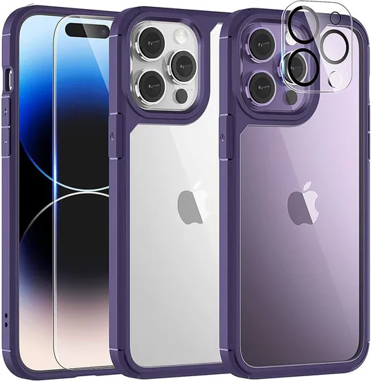 5 in 1 for iPhone 15 Series Phone Case with Tempered Glass+Camera Lens Protector in One Package All 5