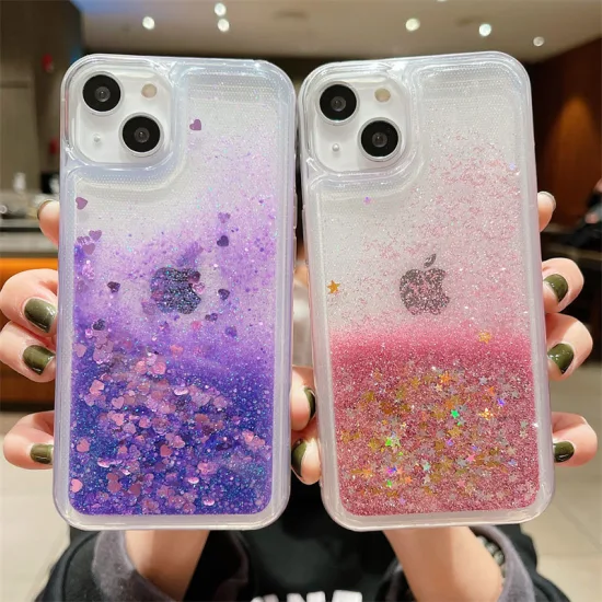 Colorful Liquid Quicksand Phone Case for 15 PRO Samsung S23 Ultra A72 A73 A53 Glitter Liquid Case