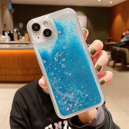 Colorful Liquid Quicksand Phone Case for 15 PRO Samsung S23 Ultra A72 A73 A53 Glitter Liquid Case