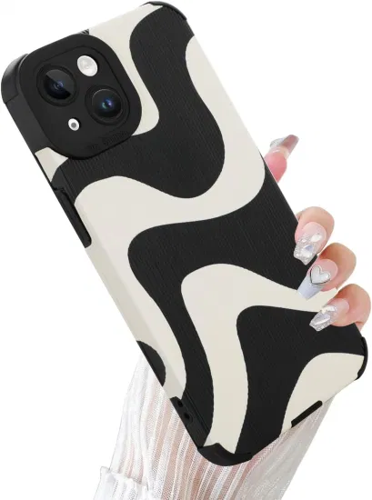 Compatible iPhone 15 Mobile Phone Case Cute Zebra Wave Pattern Designed for Fema