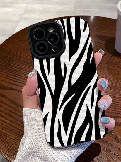 Compatible iPhone 15 Mobile Phone Case Cute Zebra Wave Pattern Designed for Fema