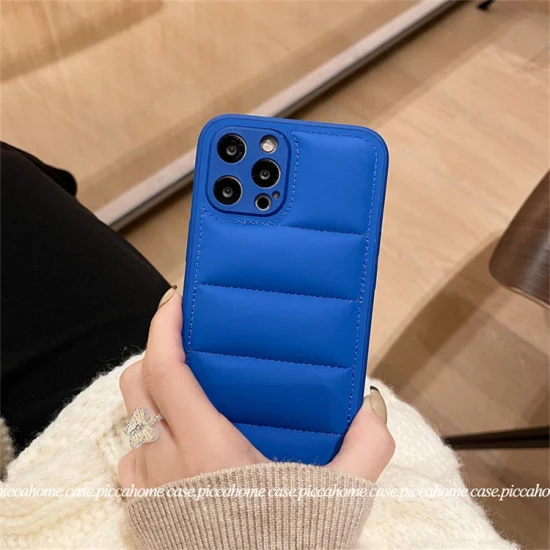 Custom Luxury Brand Down Jacket Cover Designer 11 12 13 PRO Max Cell Phone Cases for Apple iPhone Real Cotton Puffer Case