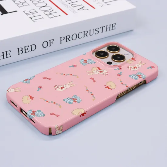 Cute Rabbit OEM Customized 3D Blank Sublimation Phone Case for iPhone 15 14 13 12 11 PRO Max Xr Xs Max Logo Printing Glossy Full Cover Case