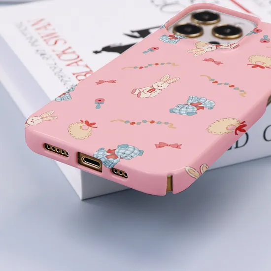 Cute Rabbit OEM Customized 3D Blank Sublimation Phone Case for iPhone 15 14 13 12 11 PRO Max Xr Xs Max Logo Printing Glossy Full Cover Case