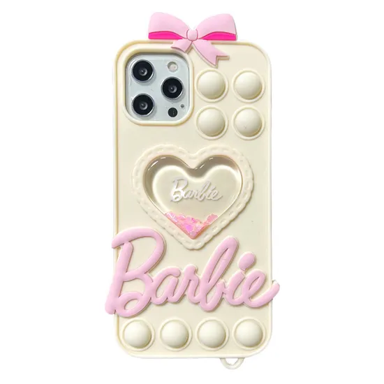 Cute Style Bowknot Heart Shape Silicone Phone Case Pressure-Relief Function Mobile Phone Cover for iPhone 15 14 13 PRO Max