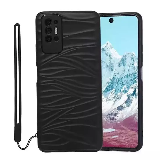 Factory Price Trendy TPU Ripple Phone Case with Hand Strap