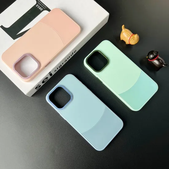 Fashion 3 in 1 Double Dual Colors Phone Case for iPhone 15 PRO Max 14 13 12 11 PRO Stitching in Half Color