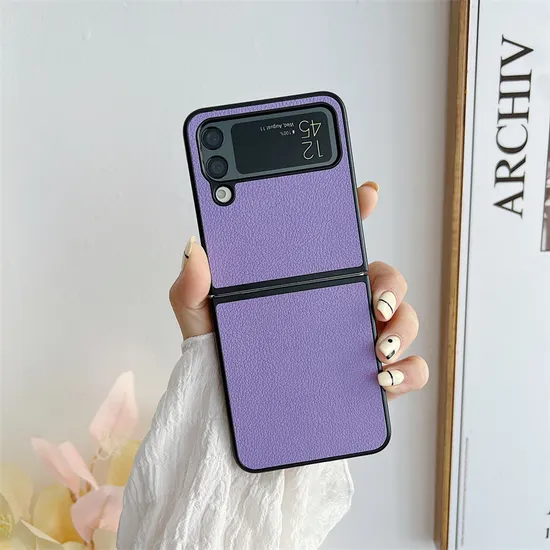 Fashion Folding Mobile Phone Case Solid Color for Samsung Galaxy Zflip3 Zflip4