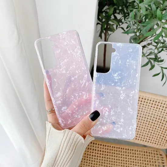 Girly Bling Shell Glitter Phone Case for Samsung A14 A34 A54 4G 5g S23 Ultra A73 A53 Mobile Phone Cover Case Glossy Marble